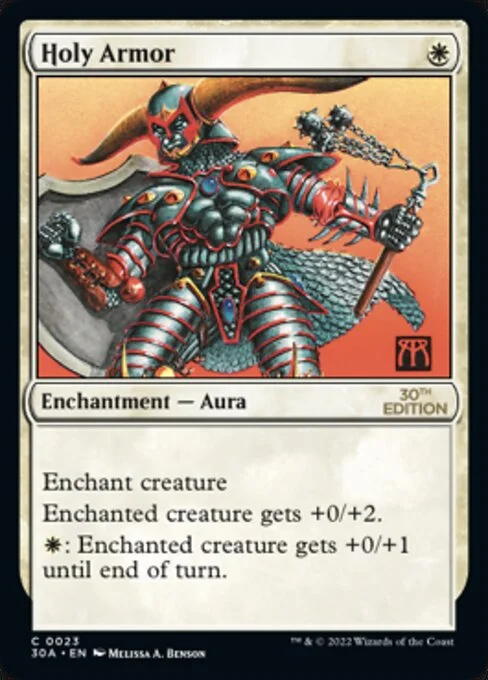 Holy Armor, carta Magic di tipo Enchantment — Aura illustrata da Melissa A. Benson