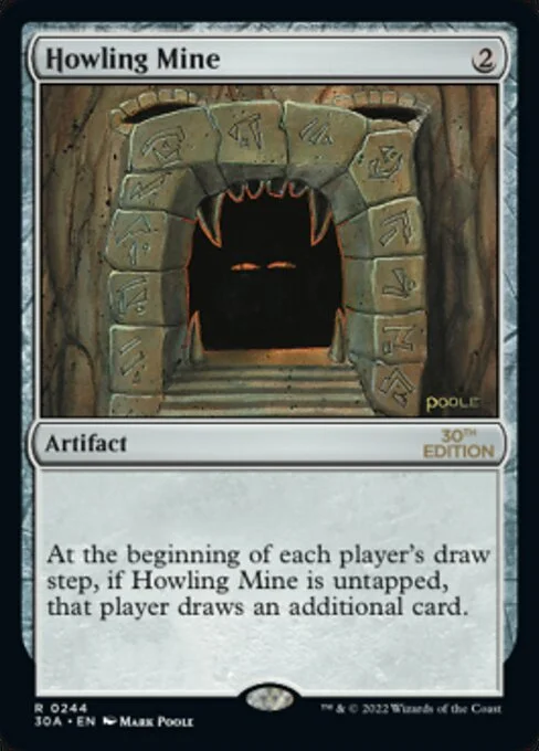 Howling Mine, carta Magic di tipo Artifact illustrata da Mark Poole