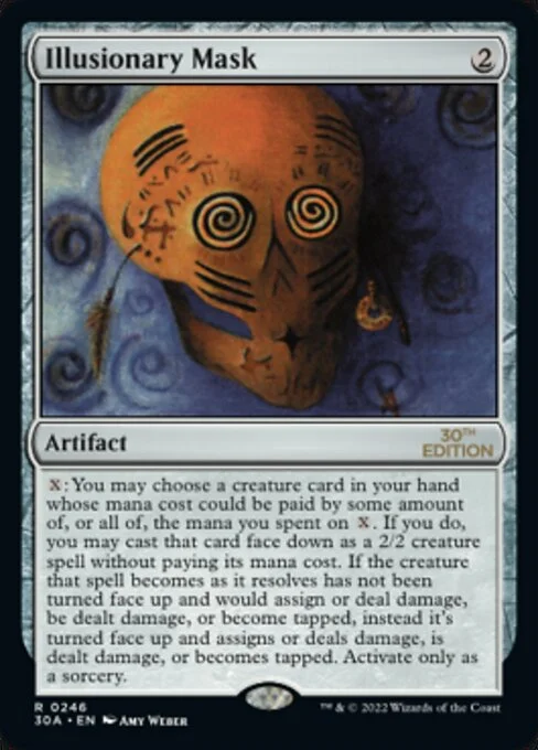 Illusionary Mask, carta Magic di tipo Artifact illustrata da Amy Weber