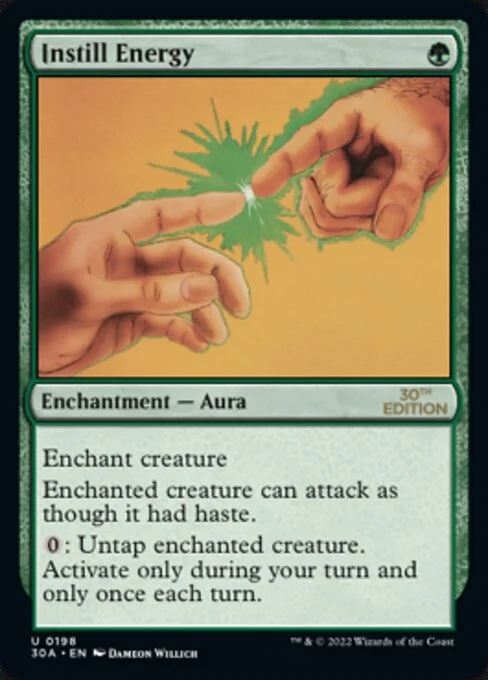 Instill Energy, carta Magic di tipo Enchantment — Aura illustrata da Dameon Willich
