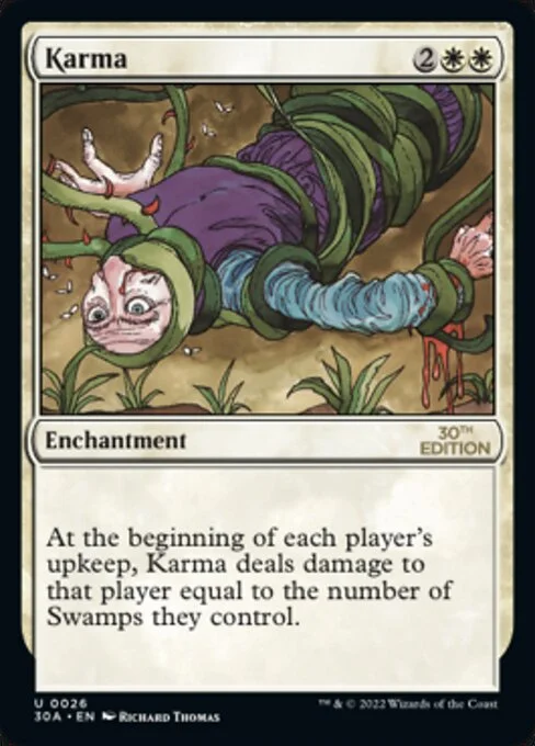 Karma, carta Magic di tipo Enchantment illustrata da Richard Thomas