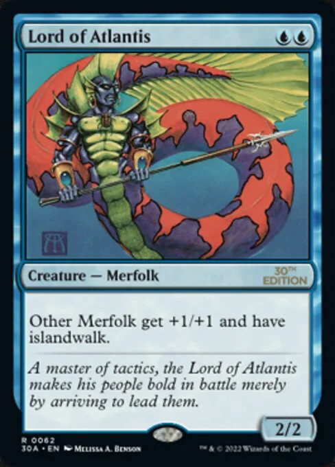 Lord of Atlantis, carta Magic di tipo Creature — Merfolk illustrata da Melissa A. Benson
