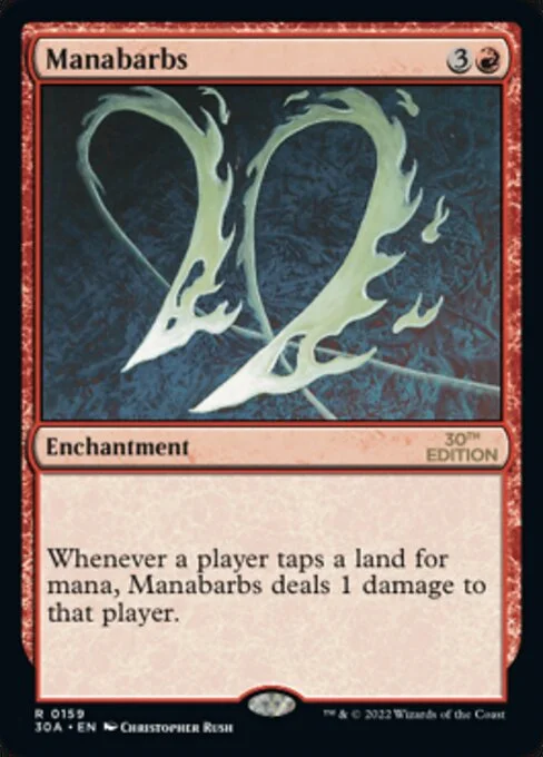 Manabarbs, carta Magic di tipo Enchantment illustrata da Christopher Rush