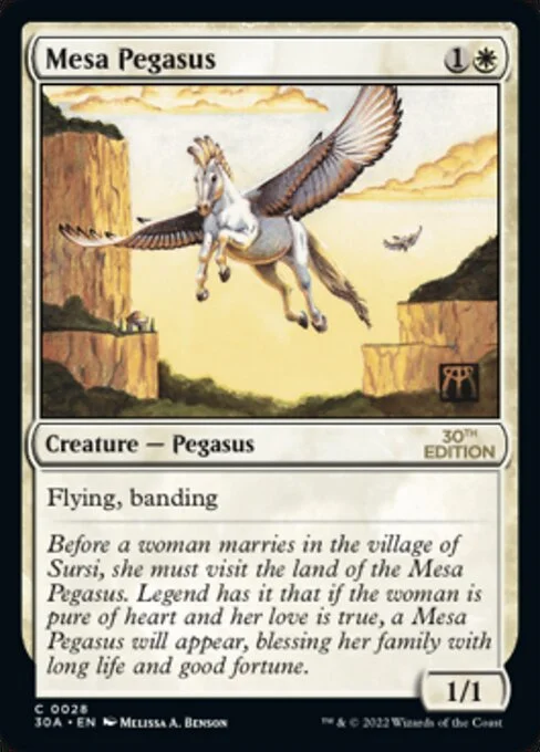 Mesa Pegasus, carta Magic di tipo Creature — Pegasus illustrata da Melissa A. Benson