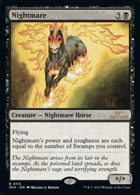 Nightmare, carta Magic di tipo Creature — Nightmare Horse illustrata da Melissa A. Benson