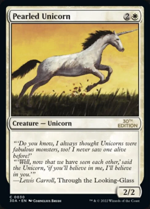 Pearled Unicorn, carta Magic di tipo Creature — Unicorn illustrata da Cornelius Brudi