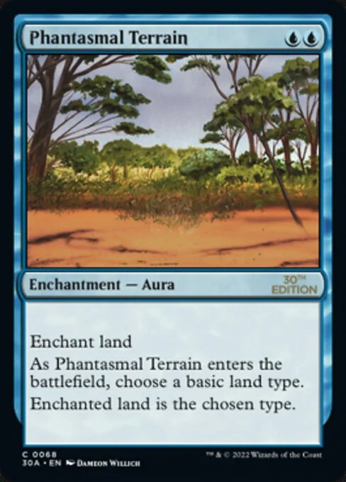 Phantasmal Terrain, carta Magic di tipo Enchantment — Aura illustrata da Dameon Willich
