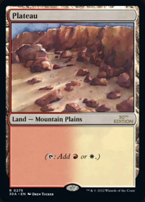 Plateau, carta Magic di tipo Land — Mountain Plains illustrata da Drew Tucker