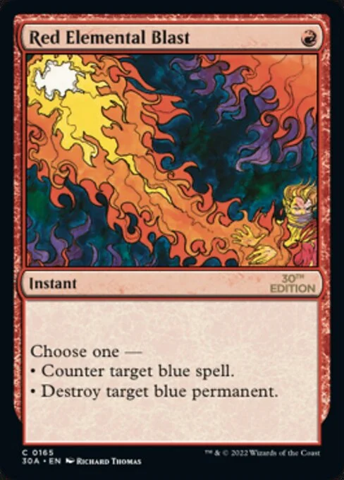 Red Elemental Blast, carta Magic di tipo Instant illustrata da Richard Thomas
