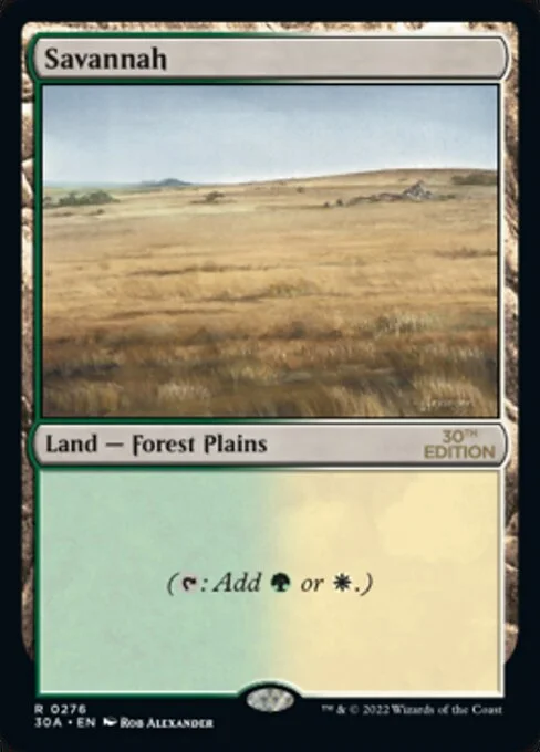 Savannah, carta Magic di tipo Land — Forest Plains illustrata da Rob Alexander