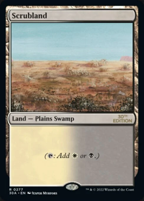 Scrubland, carta Magic di tipo Land — Plains Swamp illustrata da Jesper Myrfors