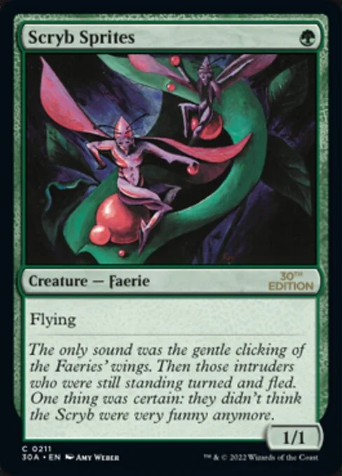 Scryb Sprites, carta Magic di tipo Creature — Faerie illustrata da Amy Weber