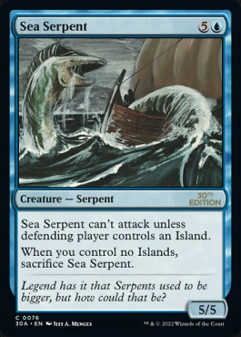 Sea Serpent, carta Magic di tipo Creature — Serpent illustrata da Jeff A. Menges