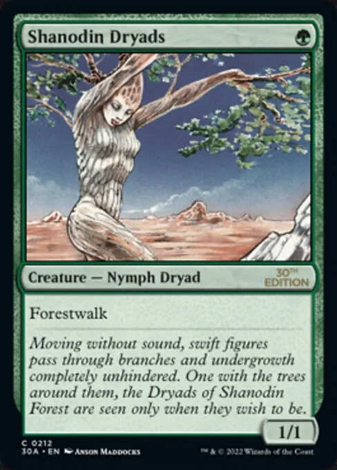 Shanodin Dryads, carta Magic di tipo Creature — Nymph Dryad illustrata da Anson Maddocks