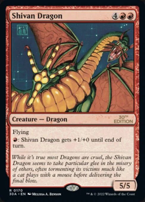 Shivan Dragon, carta Magic di tipo Creature — Dragon illustrata da Melissa A. Benson