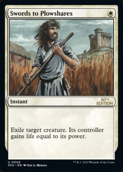 Swords to Plowshares, carta Magic di tipo Instant illustrata da Jeff A. Menges