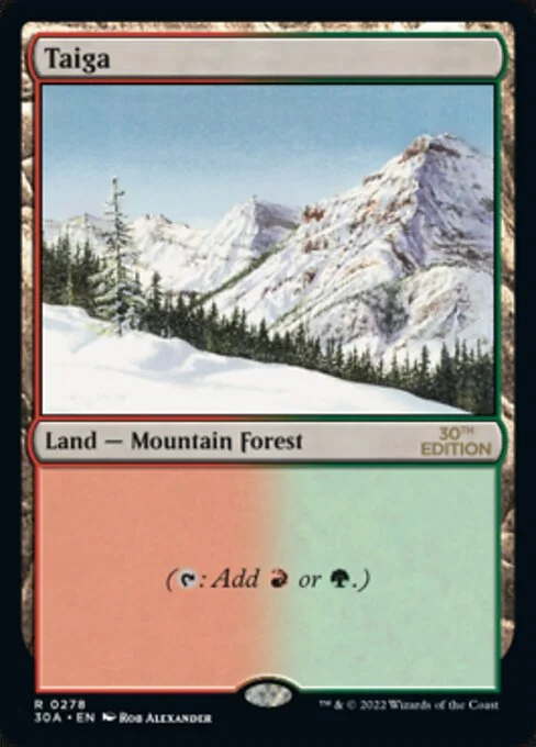 Taiga, carta Magic di tipo Land — Mountain Forest illustrata da Rob Alexander