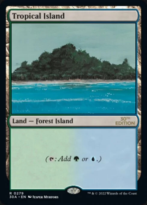 Tropical Island, carta Magic di tipo Land — Forest Island illustrata da Jesper Myrfors