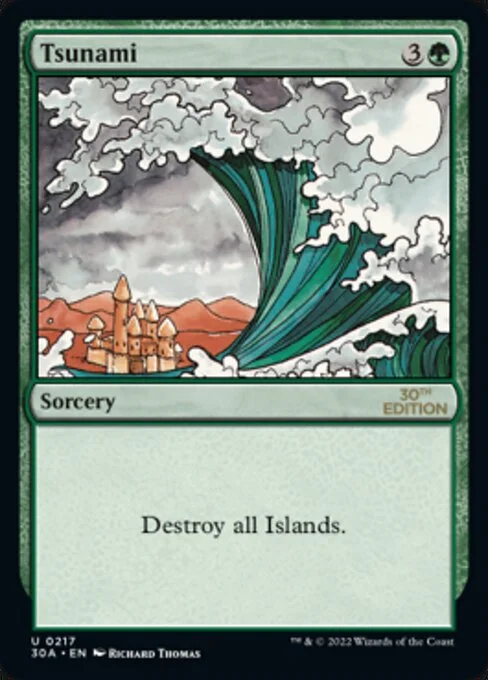 Tsunami, carta Magic di tipo Sorcery illustrata da Richard Thomas