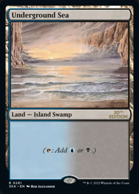 Underground Sea, carta Magic di tipo Land — Island Swamp illustrata da Rob Alexander