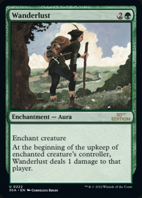 Wanderlust, carta Magic di tipo Enchantment — Aura illustrata da Cornelius Brudi