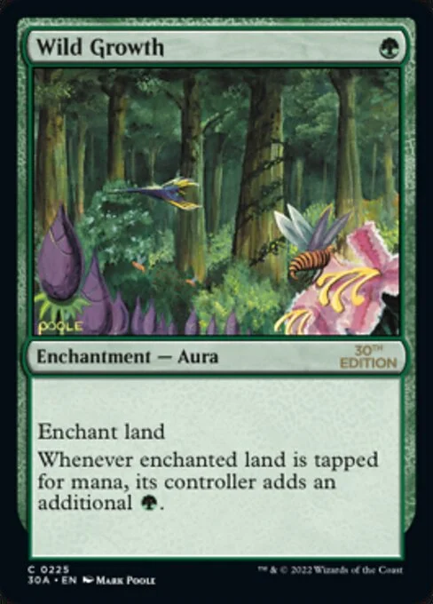 Wild Growth, carta Magic di tipo Enchantment — Aura illustrata da Mark Poole