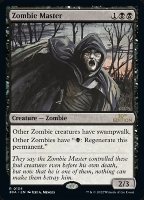 Zombie Master, carta Magic di tipo Creature — Zombie illustrata da Jeff A. Menges