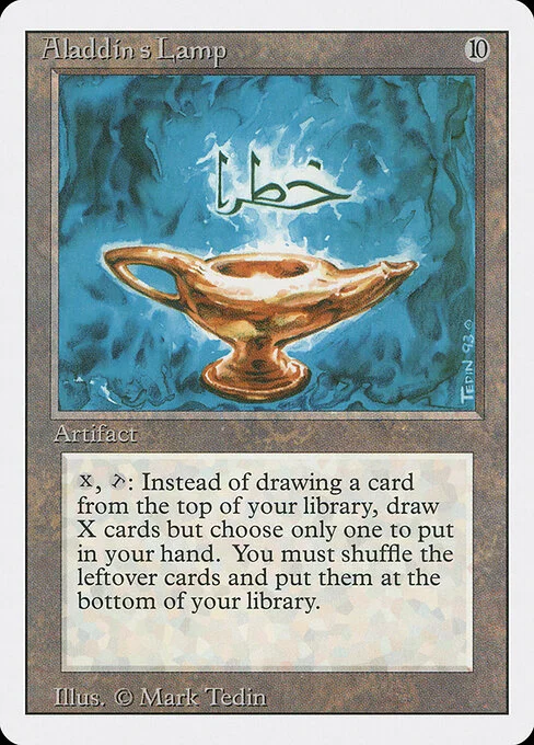 Aladdin's Lamp, carta Magic di tipo Artifact illustrata da Mark Tedin