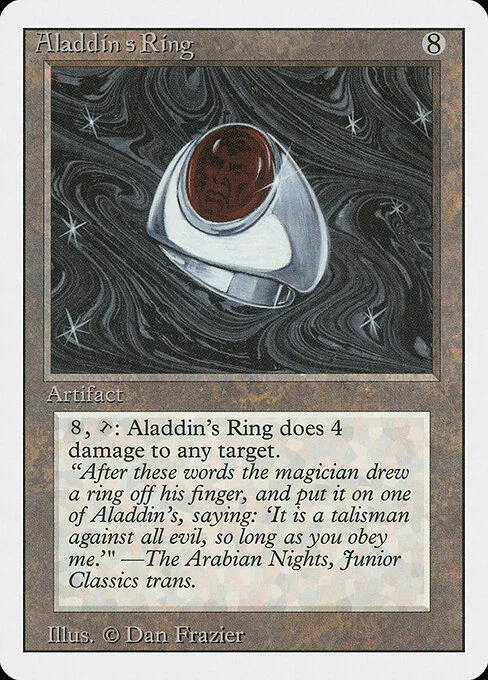 Aladdin's Ring, carta Magic di tipo Artifact illustrata da Dan Frazier