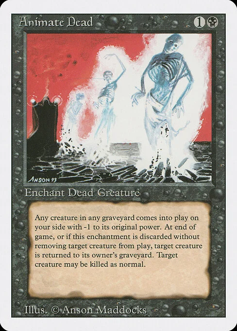 Animate Dead, carta Magic di tipo Enchantment — Aura illustrata da Anson Maddocks