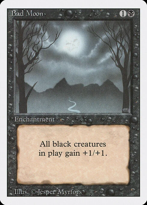 Bad Moon, carta Magic di tipo Enchantment illustrata da Jesper Myrfors