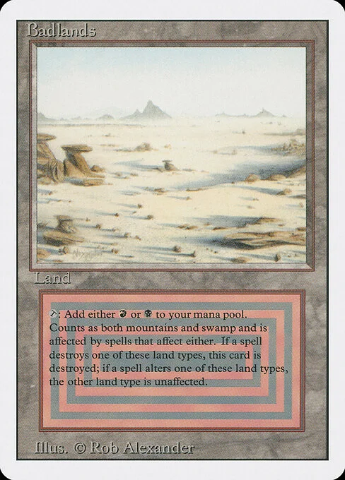 Badlands, carta Magic di tipo Land — Swamp Mountain illustrata da Rob Alexander