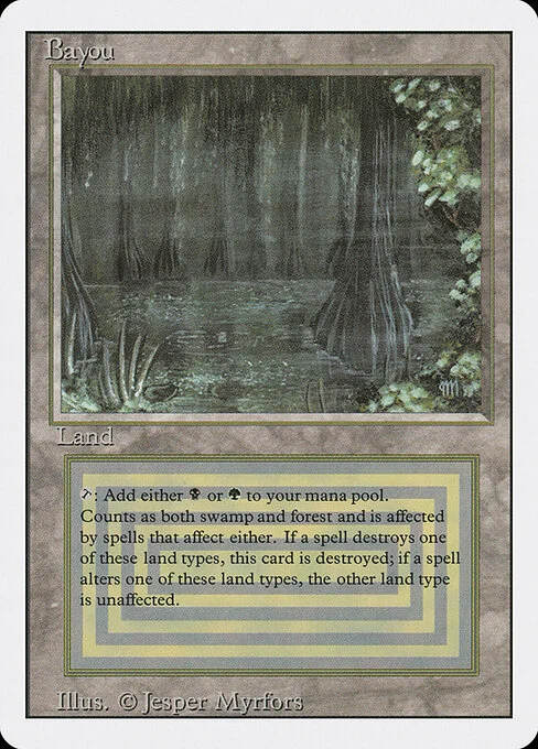 Bayou, carta Magic di tipo Land — Swamp Forest illustrata da Jesper Myrfors