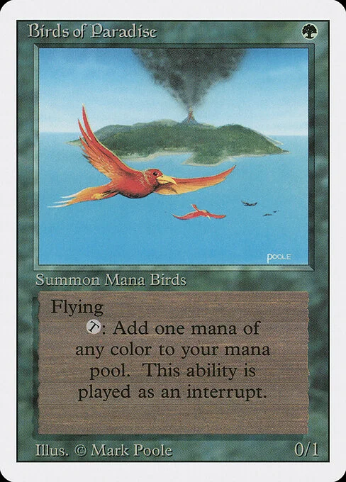 Birds of Paradise, carta Magic di tipo Creature — Bird illustrata da Mark Poole