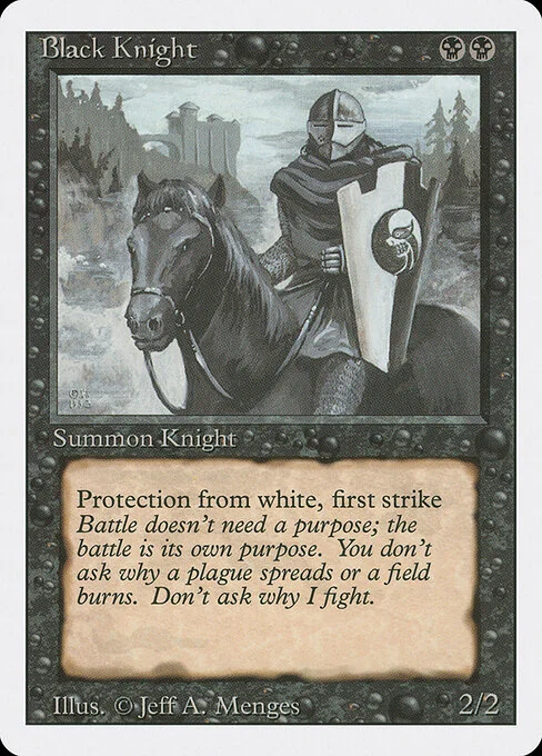 Black Knight, carta Magic di tipo Creature — Human Knight illustrata da Jeff A. Menges