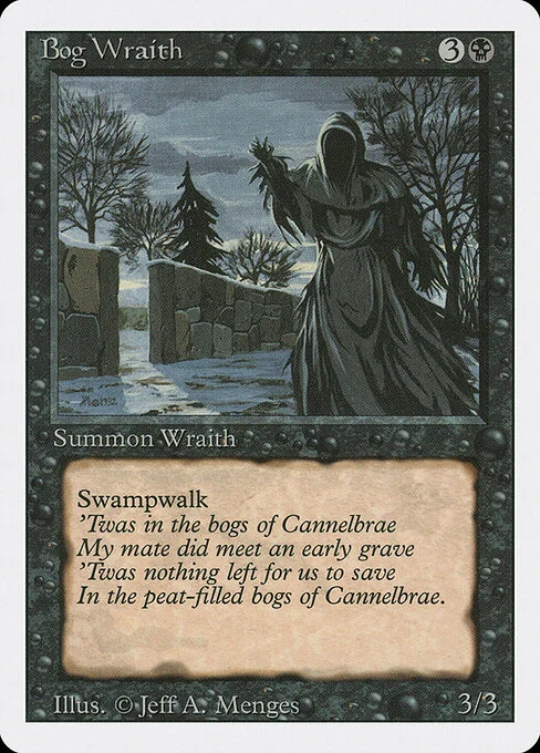 Bog Wraith, carta Magic di tipo Creature — Wraith illustrata da Jeff A. Menges