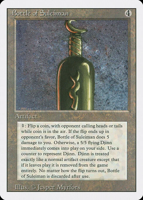 Bottle of Suleiman, carta Magic di tipo Artifact illustrata da Jesper Myrfors