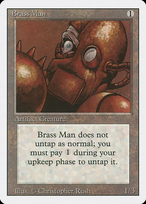 Brass Man, carta Magic di tipo Artifact Creature — Construct illustrata da Christopher Rush