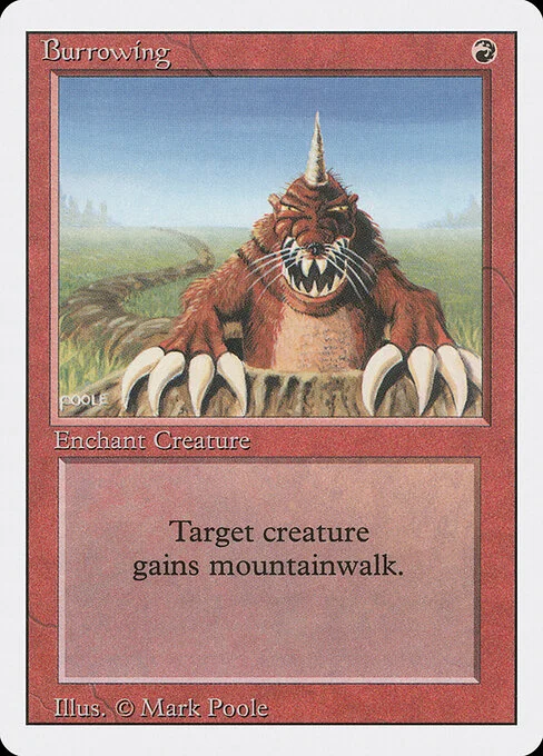 Burrowing, carta Magic di tipo Enchantment — Aura illustrata da Mark Poole