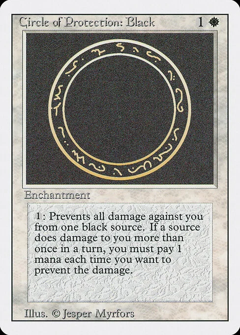 Circle of Protection: Black, carta Magic di tipo Enchantment illustrata da Jesper Myrfors