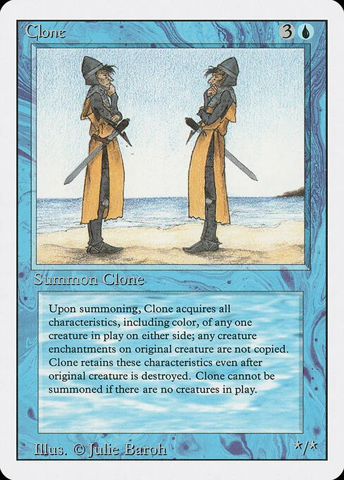 Clone, carta Magic di tipo Creature — Shapeshifter illustrata da Julie Baroh