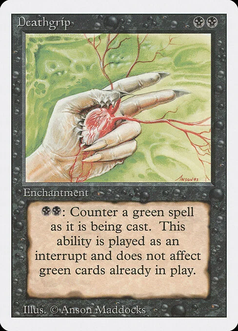 Deathgrip, carta Magic di tipo Enchantment illustrata da Anson Maddocks