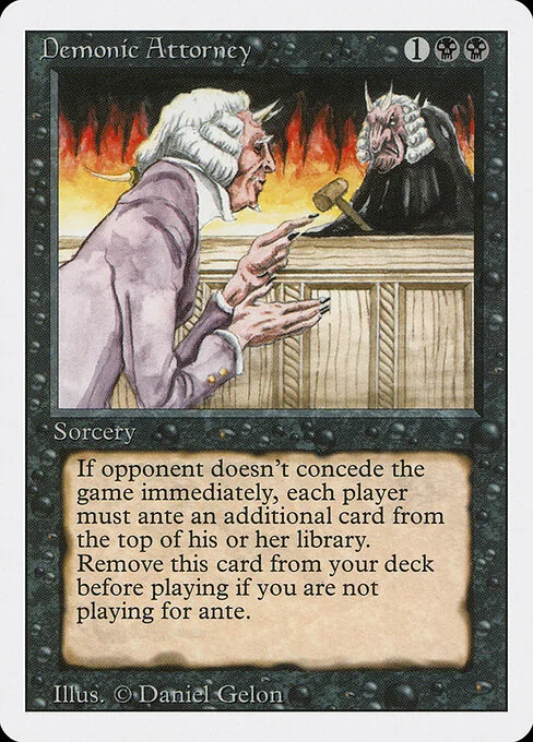 Demonic Attorney, carta Magic di tipo Sorcery illustrata da Daniel Gelon