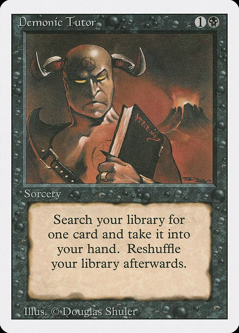 Demonic Tutor, carta Magic di tipo Sorcery illustrata da Douglas Shuler