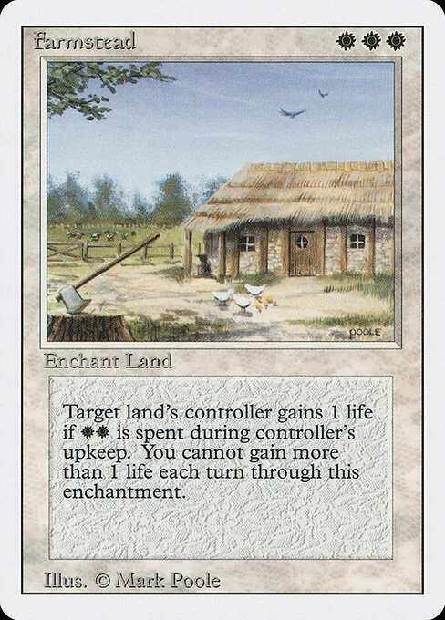 Farmstead, carta Magic di tipo Enchantment — Aura illustrata da Mark Poole