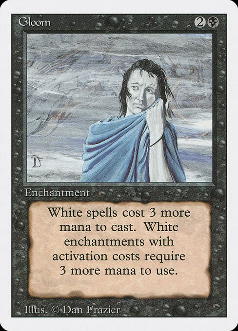 Gloom, carta Magic di tipo Enchantment illustrata da Dan Frazier
