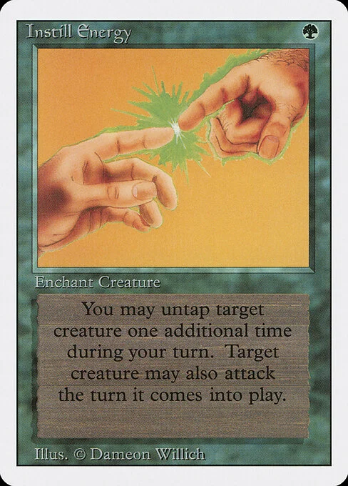Instill Energy, carta Magic di tipo Enchantment — Aura illustrata da Dameon Willich