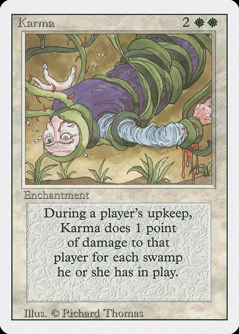Karma, carta Magic di tipo Enchantment illustrata da Richard Thomas