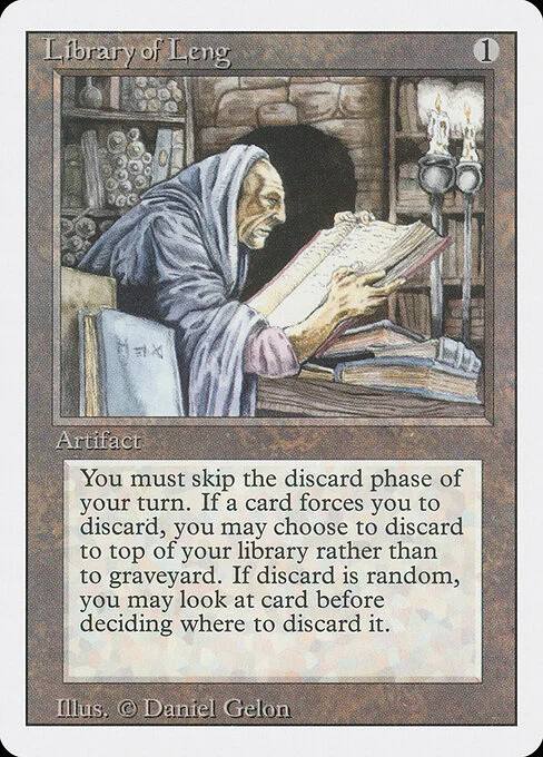 Library of Leng, carta Magic di tipo Artifact illustrata da Daniel Gelon