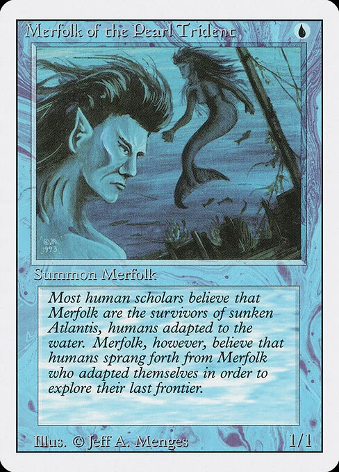 Merfolk of the Pearl Trident, carta Magic di tipo Creature — Merfolk illustrata da Jeff A. Menges